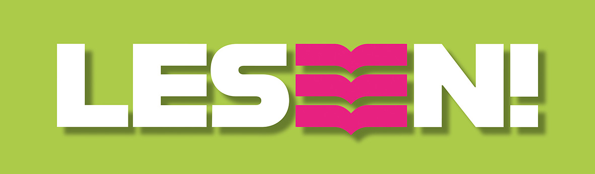 Logo LESEN weiss pink HIGRU grun 2026